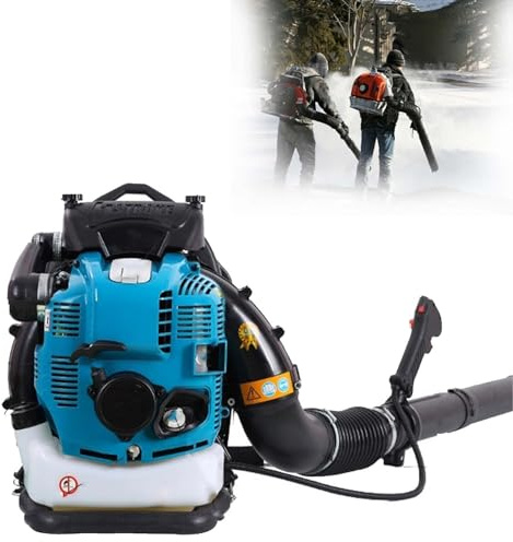 Rucksack Laubbläser Benzin 4-Takt 1000cc Mit 2,0L Kraftstofftank, Max 10000 U/min, Leistungsstarkes Laubgebläse Für Garten, Schnee Entfernen, Gehwege Reinigen, Profi Einsatz(Blue)