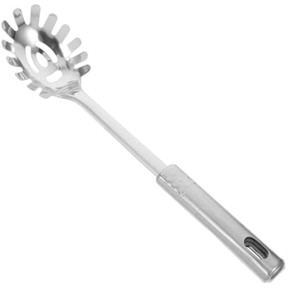 GRIRIW Cuchara para Servir Pasta de Acero Inoxidable con Mango Ergonómico Antideslizante Multifuncional para Espaguetis Fideos y Dumplings Utensilio de Cocina Resistente y Fácil de