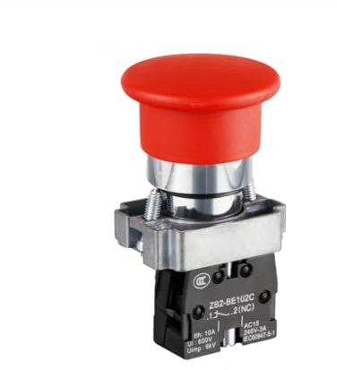 XB2BC42C 1 NC Interruptor pulsador de cabeza de hongo momentáneo N/C Rojo