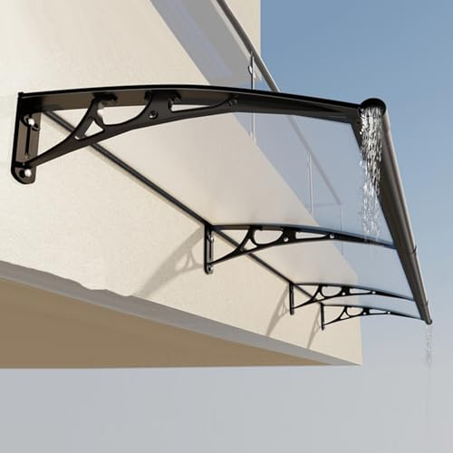 Marquise en Polycarbonate Résistante - Auvent De Porte D'entrée, Support en Aluminium, pour Porche, Terrasse, Cave, Protection UV, Pluie Et Neige(100 * 160cm/39 * 63in)