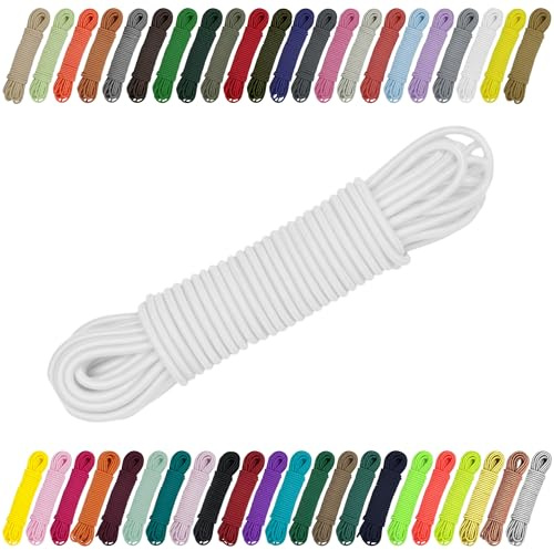 CARTONARE Cuerda de goma elástica de 2mm 3mm para costura, manualidades y exterior – goma redonda, cuerda elástica, banda de goma (501) Blanco, 3mm x 5m