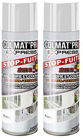 Lot de 2 Colmat’Pro Express 300 ml – Stop-Fuite, Etanchéifie, Colmate et Protège votre intérieur et extérieur – Fabriqué en France (BLANC)