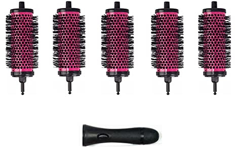 LIGICKY Haarbürsten set rundbürste Mit Abnehmbaren Rollen Rundes Styling Werkzeug für lockiges Haar, 5 Rollen (5,3 cm) + 1 Griff, Medium
