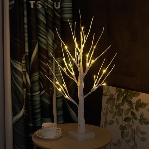 Birke Lichterbaum Innen mit Warmweiß LEDs Licht, USB Bonsai Baum Lichter Bäumchen Dekozweige Hochzeit Innendekoration für Party Geburtstag Hochzeit, Festliche Partydekoration, Weihnachtsdeko