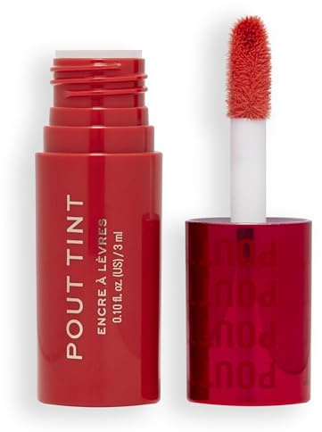 Makeup Revolution, Pout Tint, Lightweight Lip Tint, Buildable Colour, Hydrating Formula with Gloss to Stain Finish, Sweetie Coral, 3ml
