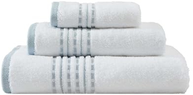Tommy Bahama - Bath Towels, 100% Soft & Absorbent Cotton, Low Linting & Fade Resistant, Medium Weight Bathroom Towels (Cliff Side Blue, 3 Piece)