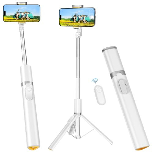 62 Selfie Stick Tripod, 2-in-1 Phone Tripod Stand with Integrated Wireless Remote,Portable,Lightweight,Extendable Tripod for Selfies/Live/Video Recording/Travel