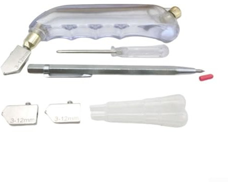 Kit di utensili per tagliare il vetro, tagliavetro a olio, per vari progetti di taglio del vetro (A)