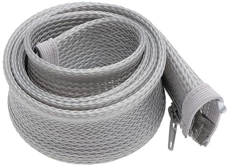 QXYOGO Kabelschlauch,Kabelschutzschlauch,Kabelschutz 1M Reißverschluss-Kabelhülle, Flexibles Nylon, Kabelmanagement, Organizer, Kabelschutz, Schwarz, Weiß, Grau(1M-02,20mm)