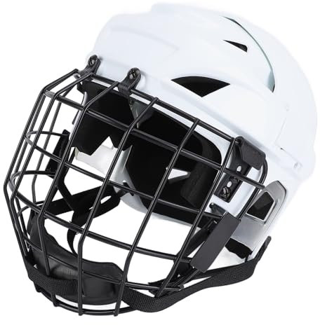 Hockeyhelm mit Käfig, Robustem Aluminium -Gesichtswächter, Dicker Eva -Futter, Unisex -Eishockeyhelm, Jugendatmetierbares Hockey -Helm Combo (M)