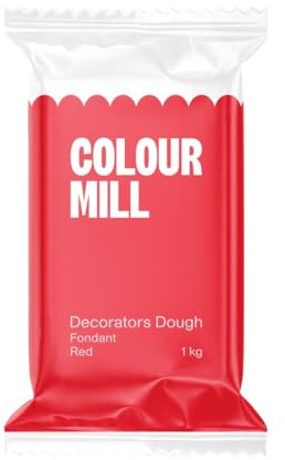 Colour Mill Decorators Dough Edible Cake Covering | Easy-to-Roll, Easy-to-Drape Fondant | Vanilla-Flavored Sugarpaste - 2.2 Pounds Red