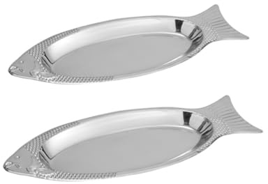 Hemobllo 2 piezas Platos de Pescado con Forma Creativa de Acero Inoxidable Bandejas para Servir Comida Restaurante y Hogar Platos Magnéticos para Pescado y Resistente y Decorativo