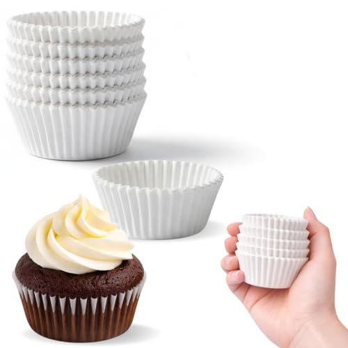 Pirottini in Carta da Forno per Muffin e Cupcake, Monouso, Ideali per Dessert e Fingerfood (BIANCO 200PZ / 3.5CM)