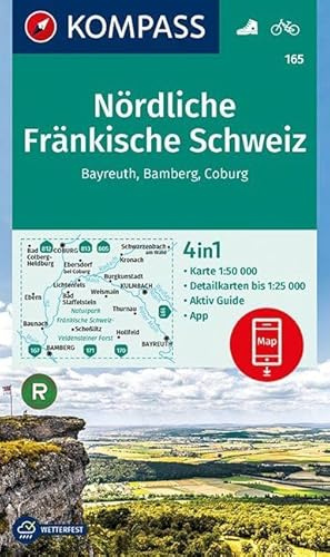 KOMPASS Wanderkarte Nördliche Fränkische Schweiz, Bayreuth, Bamberg, Coburg: 4in1 Wanderkarte 1:50000 mit Aktiv Guide und Detailkarten inklusive Karte ... Verwendung in der KOMPASS-App. Fahrradfahren.