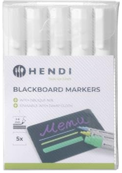 HENDI Kreidemarker, mit schräger Spitze, 5x weiß, Strichstärke von 2 bis 6mm