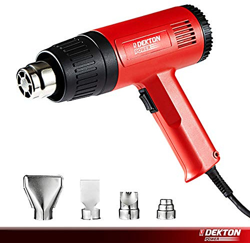 Dekton Power 1500W Heat Gun Professional Hot Air Gun with 3 Temperature Modes 240V 50Hz 1500W for Stripping Paint, Soldering Pipes, Shrinking PVC, with 4 Attachments
