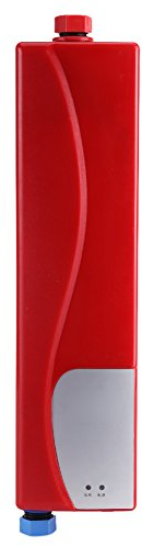 Garsent Elektrische Warmwasserspeicher, 220V 3000W elektrischer Mini-Durchlauferhitzer für Badezimmer Küche (Rot)