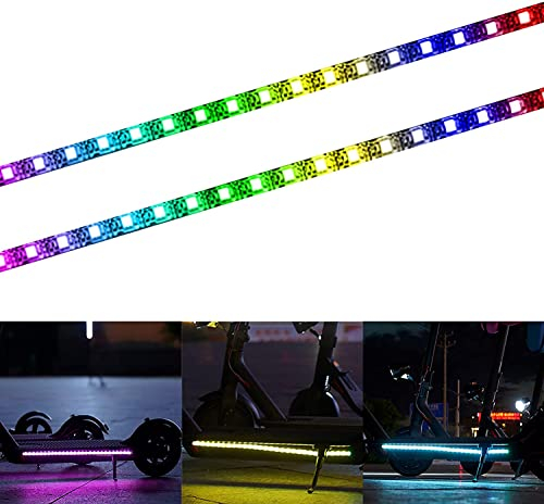 Wovatech LED-Lichtbänder für Elektroroller - Wasserdichtes faltbares Sicherheitsdekorationslicht für Xiaomi M365 - Bunte Nachtfahrrad-Skateboard-Festzeltlampe