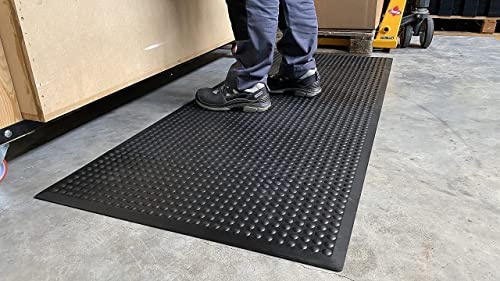 Bubble Rub Link | Profi Anti-Ermüdungsmatte Gummiläufer | 100% Naturkautschuk | ergonomische Arbeitsplatzmatte Anlaufschrägen | Halbkugelprofil | 14mm hoch | MITTELMATTE (67cm x 80cm, Schwarz)