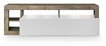 Web Convenienza Mobile TV con Anta a Ribalta - Made in Italy - Mobile Televisore con Anta Contenitore Collezione Hamburg per Soggiorno Cucina Sala da Pranzo Mobile Design Moderno, Bianco e Pero