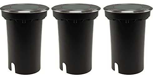 ChiliTec Bodeneinbauleuchte 3 Stück IP65 Rund Aussen Edelstahl Trittfest Befahrbar 2 Kabel Anschlüsse Eingang & Ausgang Gu10 Sockel