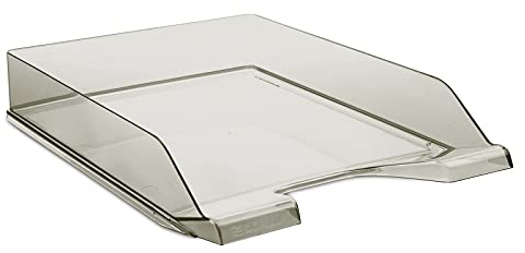DONAU Briefablage Standard Transparent Grau/ 6 Stück - A4 / Briefkorb Moderne und Stapelbare Ablage/Transparent-Glasklar/Schreibtischablage/Polystyrol, 7470001PL-02