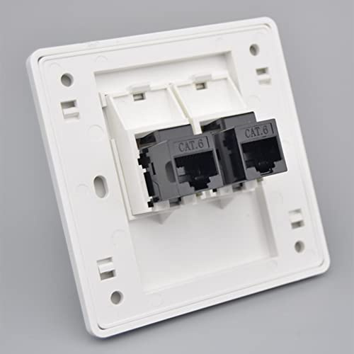 N+B Prise réseau CAT6 Gigabit, câble Ethernet RJ45 LAN Façade Port de mise en réseau Boîte de prise de plaque frontale pour l'installation de câble Ethernet Femelle à Femelle 86x86mm (LAN x 2)