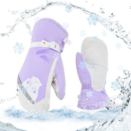 Vgo... 1Paar -20℃/-4°F oder darüber Skihandschuhe für Erwachsenen und Jungen aus Ziegenleder, Winter Outdoor Handschuhe, Wasserdicht, 3M Thinsulate (GA2475FLWP)