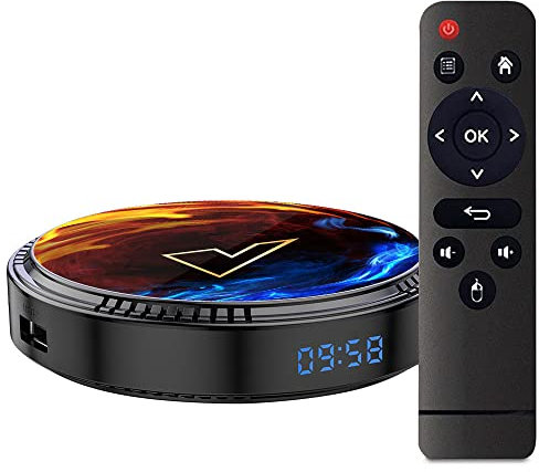 Android TV Box 12.0, 4GB RAM 64GB Rom H618 Quad-Core Cortex-A53 CPU Mali-G31 MP2 3D 4K Smart TV Box Supporto 2.4Ghz/5.0Ghz WiFi BT5.0 Ethernet LAN 10/100M Set Top Box0,2gb+16gb