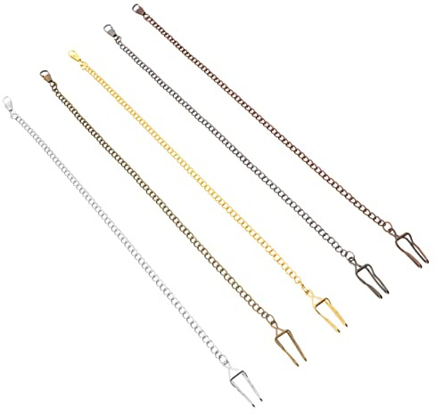 UKCOCO 5 Stück Taschenuhrkette mit Clip aus Legierung, 37cm, Vintage | Hängekette für Schlüssel, Multifunktional, Geschenk für Vater und Großvater