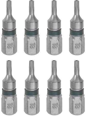 sourcing map 8pcs T8 Torx Hex Destornillador Bit 1/4 vástago hexagonal 1 Longitud S2 Brocas eléctricas magnéticas de acero