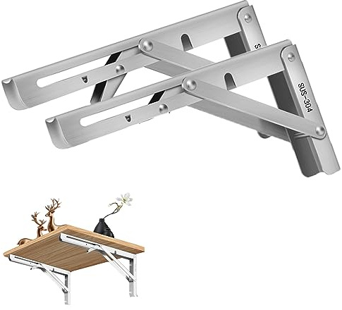 LAIDEPA Klappkonsole Schwerlast, 2 Stück Edelstahl Scharniere Klappbar, Klapptisch Wand, Klappwinkel 90 Grad, Regalwinkel Klappbar Für Platzsparende Haus Küche Büro Klapptisch Wandmontage,20 inch