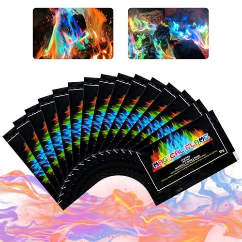 Magical Flames, Fire Colour Changing Powder, Mystica-Fire Sachets, Suitable for Indoor Fireplaces, Outdoor Campfires, Seaside, Gardens, 15PCS*10g