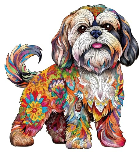 Wooden Puzzles for Adults, 31.6x34cm Shih Tzu Dog Wood Jigsaw Puzzles | Unique Animal Shape Puzzles, Wooden Puzzle for Family Game and Birthday Gifts(260Pcs)