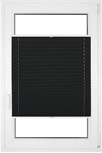 RENA Plissee ohne Bohren - Verdunklungsplissee - Klemmfix - Plisseerollo - Sonnenschutzrollo - Fensterdeko - Schwarz 90cm x 120cm