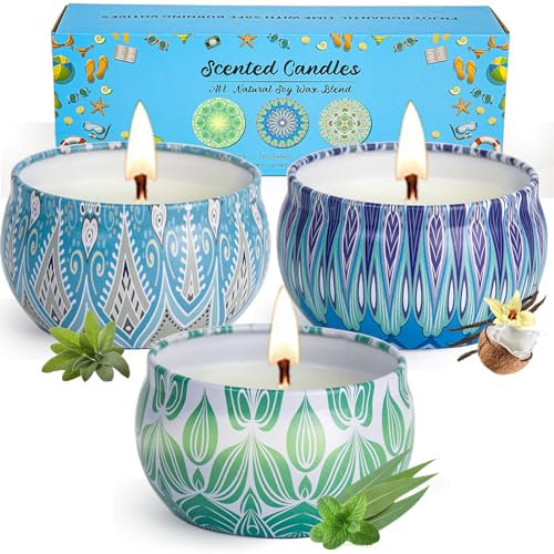 Yinuo Mirror Geschenke für Frauen, 3 * 70g Duftkerzen Geschenkset für Frauen, Sojawachs Aromatherapie Kerzen für Muttertag,Weihnachten,Geburtstag, Valentinstag, Bad, Yoga