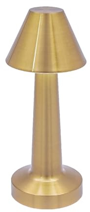 Global Gizmos 66379 LED Table Lamp/USB Rechargeable Bedside Lamp/Warm White Light/Touch Operated Dimming/Brass Colour / 20cm x 9cm