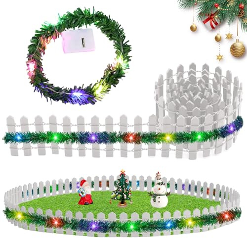 Clôture miniature Jardin Bois - Accessoires de Père Noël pour Noël, Clôture en bois pour Maison du Père Noël, Décoration à faire soi-même pour les ornements de jardin de fées