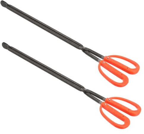 TOGEVAL 2 Stück Müllgreifer aus Kunststoff und Metall Brennholzzange zum Reinigen Schwer Erreichbarer Stellen Vielseitig Einsetzbar für Outdoor Barbecue und Heimküche