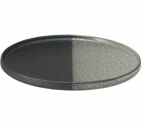 Maxwell & Williams AX0562 Assiette ronde – 21 cm de diamètre – Bord haut – Umi – Émail réactif gris/noir – Boîte cadeau