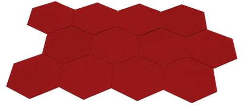 Qussse Hexagon Akustikplatten, 12 Stück Hohe Dichte Akustikpaneele Schallschutzplatten für Wohnzimmer Arbeitszimmer Schlafzimmer Klavierzimmer (Rot)