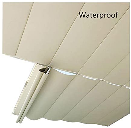 Tenda parasole in tessuto di poliestere impermeabile beige personalizzabile per pergola, terrazza, patio, 1,35 x 5 m, copertura di ricambio retrattile con filo scorrevole estensibile e pronta per il