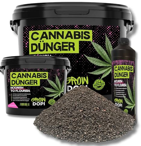 GROWdopi Bio Cannabis Dünger 100% Pflanzlich - Indoor & Outdoor Komplettdünger für alle Wachstumsphasen - Premium Cannabisdünger für Anzucht, Wachstum & Blütephase - Made in Germany