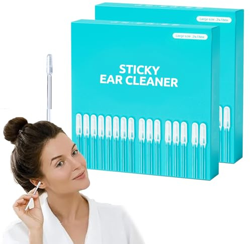 48 Self-Adhesive Earwax Removal Tools, Gentle Ear Cleaning Tools for Removing Stubborn Earwax, Reusable Dry Ear Cleaning Kit, Suitable for Home, Travel, and Work Ear Cleaners