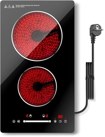 Argyolas 2 Rings Electric Cooker, Domino Portable Double Electric Hobs,2 Burner Hot Plates for Cooking, 3000W Hob Double Ring Cooktop,Ceramic Hob 2 Zone, ceramic hob,table top hob