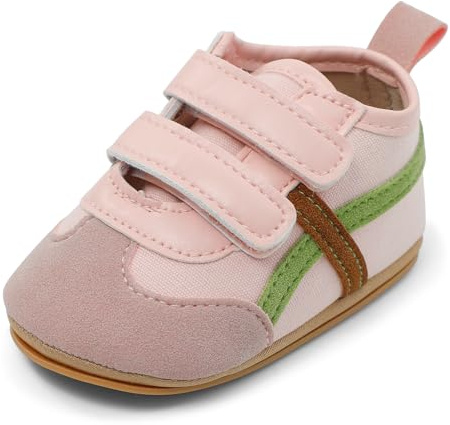 MASOCIO Babyskor pojke flicka första steg mjuka halkfria skor sneakers baby 3–18 månader, Rosa 1, 3-6 mois