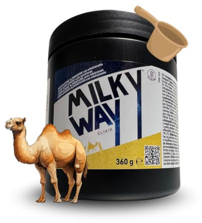 Integratore Latte di Cammello in Polvere con Ashwagandha, Rhodiola, Bacopa, Colina e Vitamina B12 – Supporto Immunitario, Intestinale e Cognitivo – 300% RDA Vit. B12 – 360g