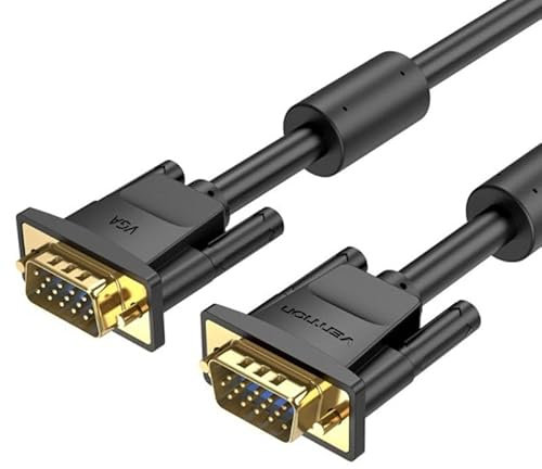 Watio Wave Câble SVGA - Câble VGA mâle vers mâle de 1 m, noir, idéal pour la transmission vidéo de haute qualité. Compatible et résistant
