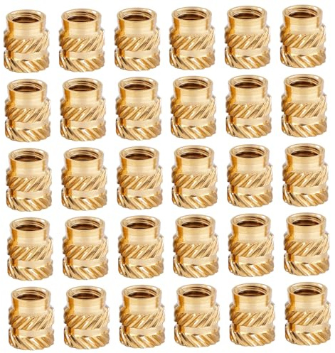 30 inserts filetés 1/4, écrou moleté en laiton, insert thermodurcissable pour composants d'impression 3D et pièces en plastique, inserts filetés pour plastique, insert fileté 1/4, à vis p