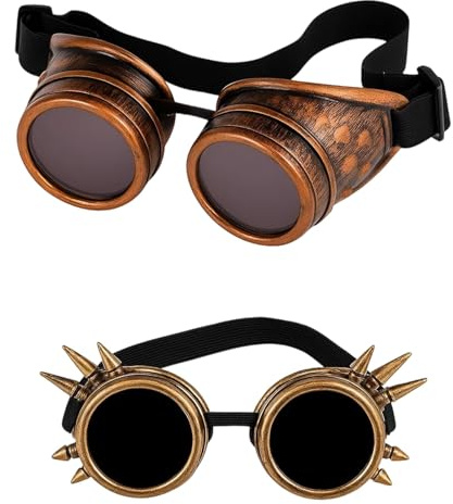JazRvr 2 StüCk Steampunk Brille, SchweißBrille, SchweißBrille, Schweisserbrille, Schweisserbrille, FüR Halloween, Karneval, Fasching